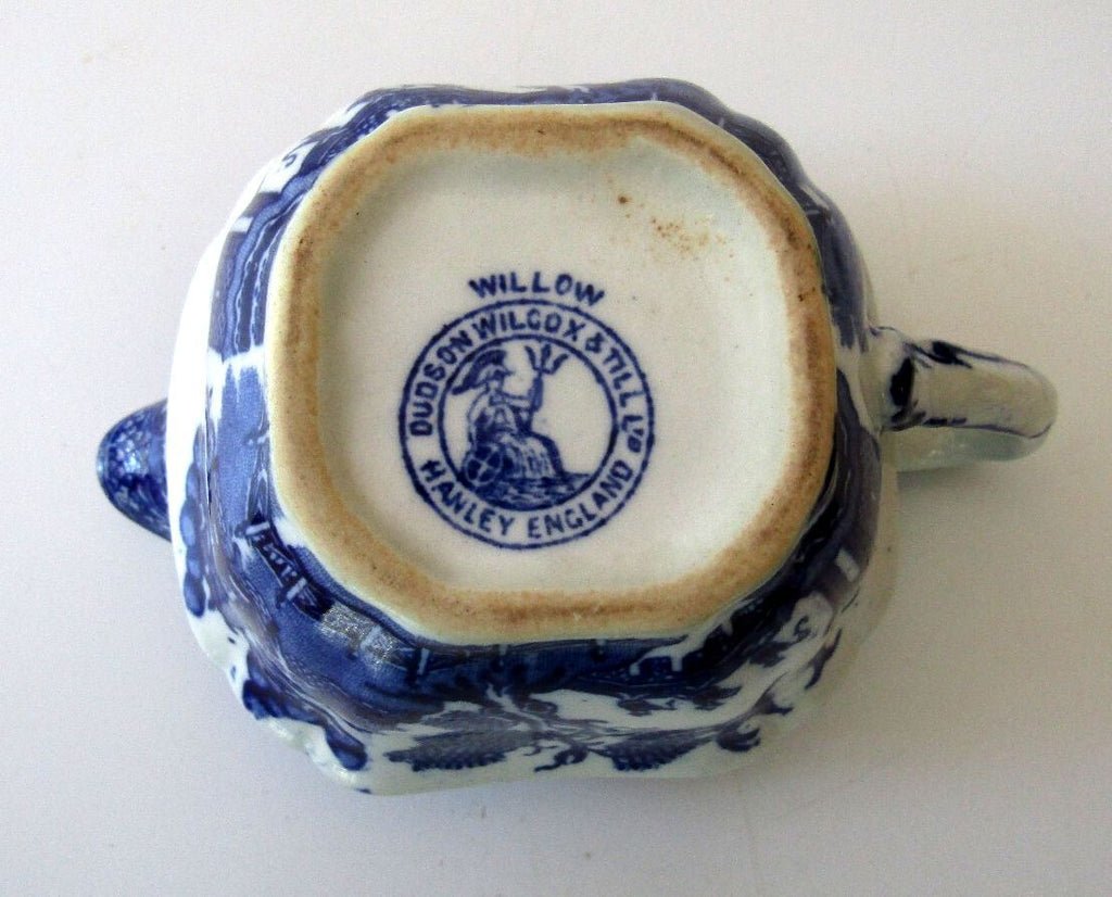 Antique Dudson Wilcox Till Blue Willow Scalloped Creamer Ironstone