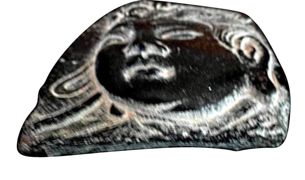 Antique Chinese Hand Carved Black Soapstone Plaque Apsaras Deva Fragment 6 Inch