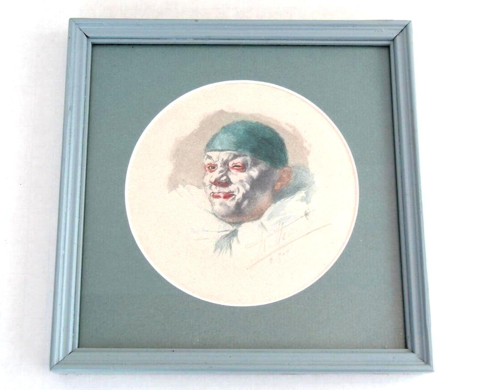 Armand Henrion Signed Etching 2/500 "Pierrot" Framed Clown Art