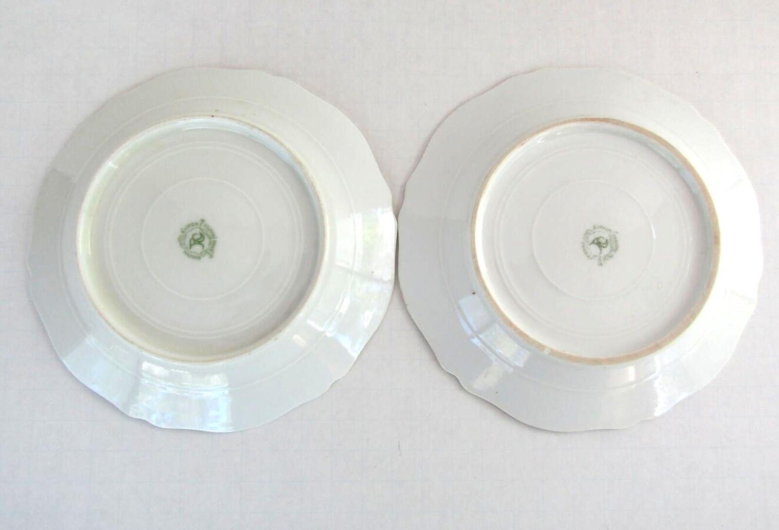 Antique Noritake RC Nippon Moriage Dessert Plates Pair Red Gold Scalloped