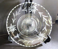 Vintage 10.5" Etched Glass Serving Plate Starburst Aster Flower Tidbit Tray