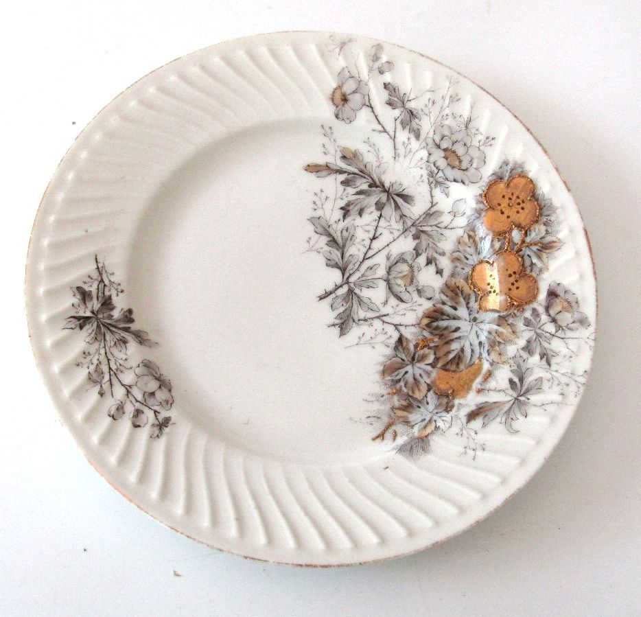 Antique P.R. Co. Germany 7.75" Swirl Rim Floral Plate