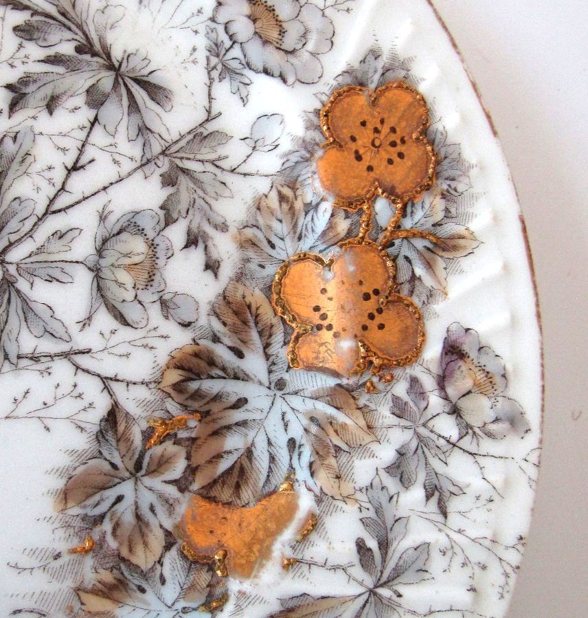 Antique P.R. Co. Germany 7.75" Swirl Rim Floral Plate