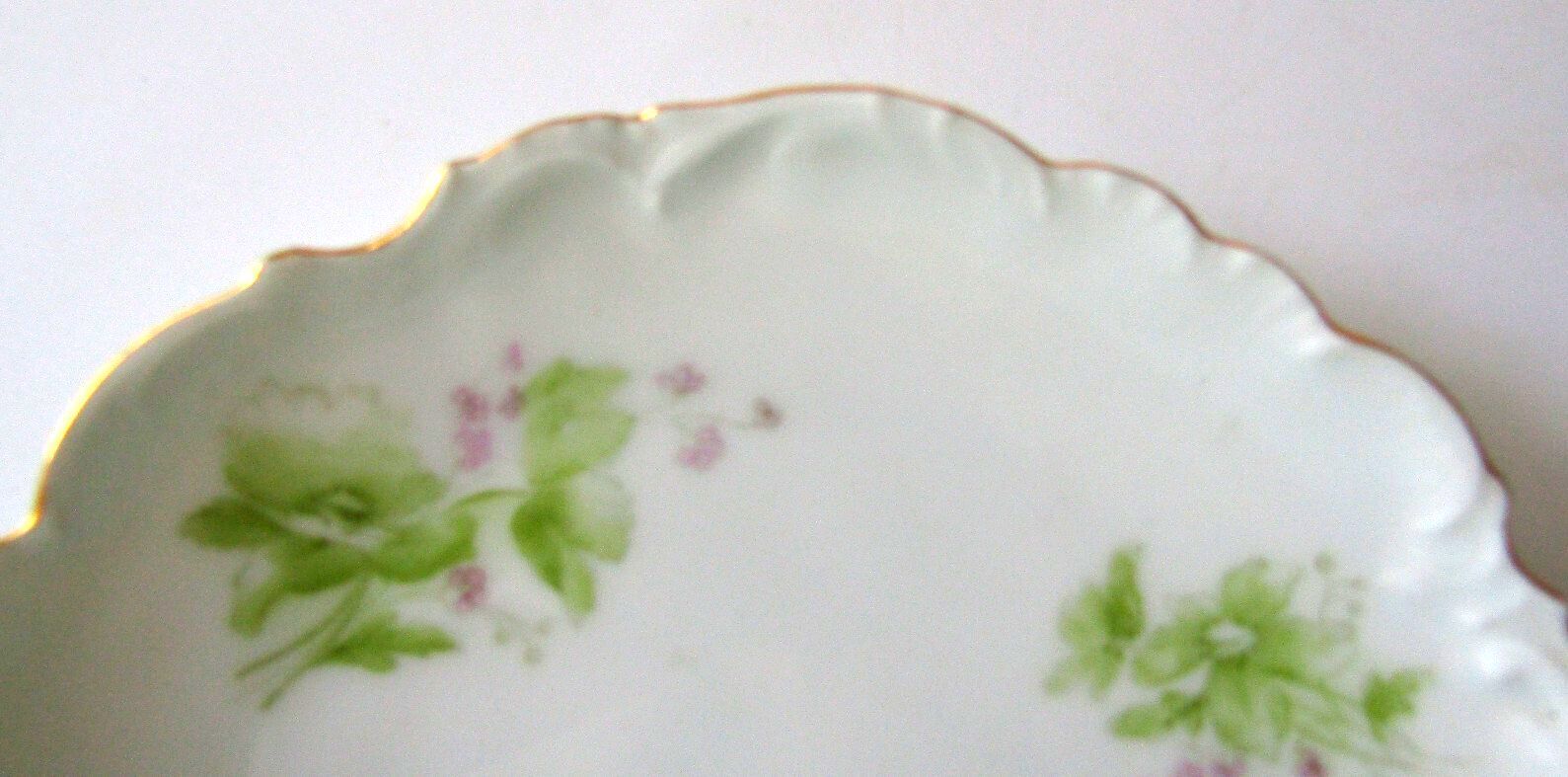 Antique Bavarian China Crown Over Castle Mark 6" Bread Plate Gold Rim Floral