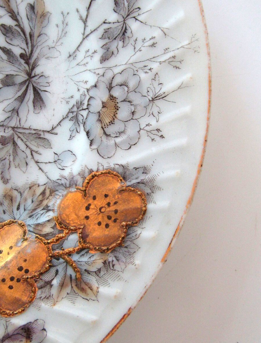 Antique P.R. Co. Germany 7.75" Swirl Rim Floral Plate