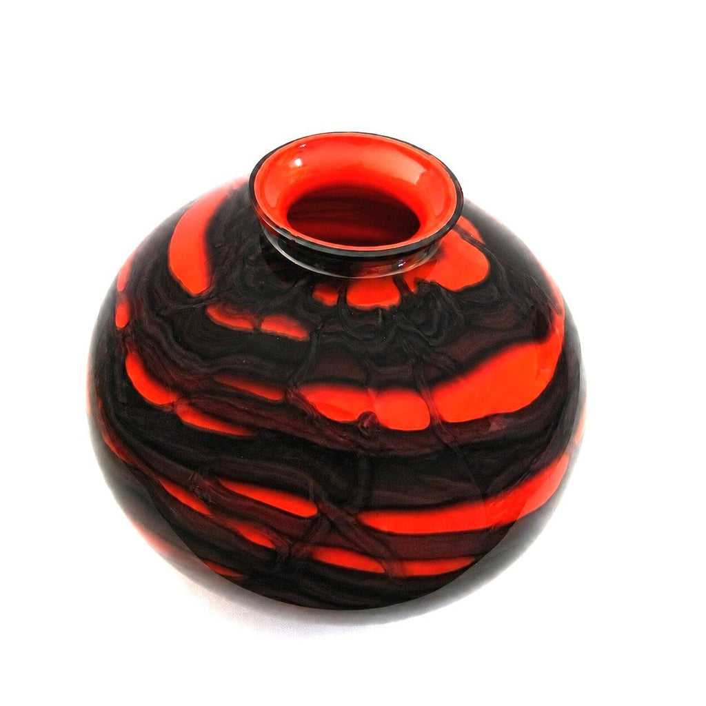 Rare Kralik Art Glass Bohemian Czech Tango Red Black Hand Blown 1920s Antique