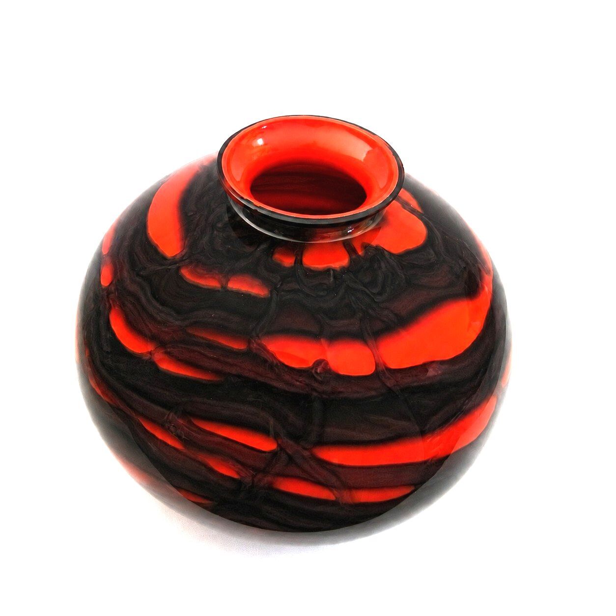 Rare Kralik Art Glass Bohemian Czech Tango Red Black Hand Blown 1920s Antique