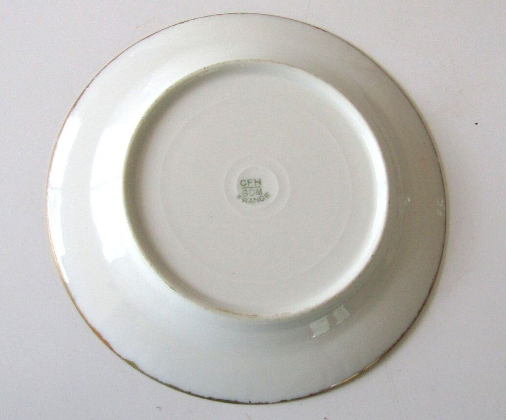 Antique CFH GDM Limoges France 6 1/8" White Swirl Gold Rim Bread Plate Pristine