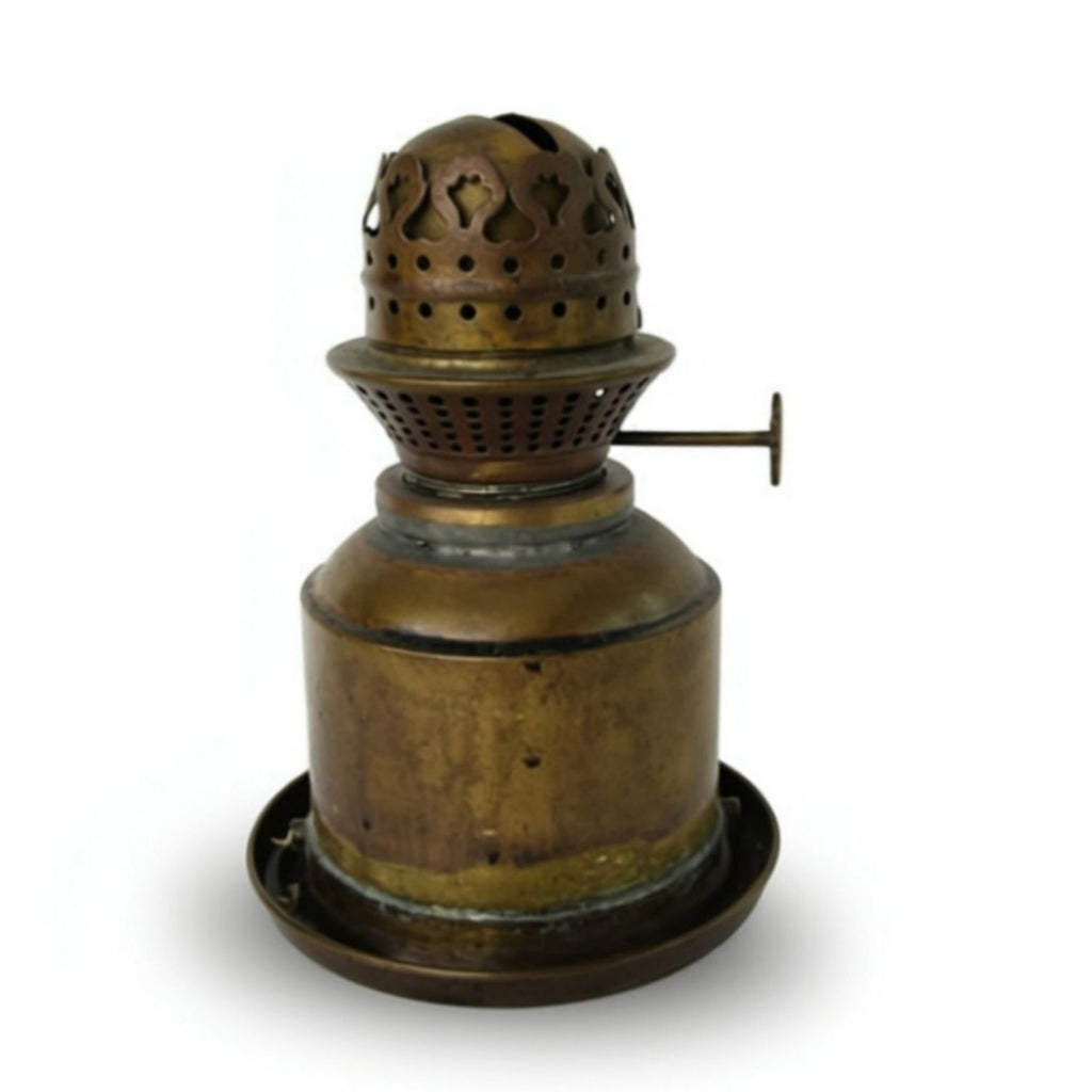 Antique Perkins Brass Onion Lantern 20" Ruby Red Glass Nautical Ship Oil Lamp