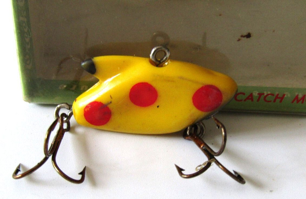 Creek Chub Nikie Lure CIB Yellow Spotted Model 1000 Plastic Bait Box & Insert