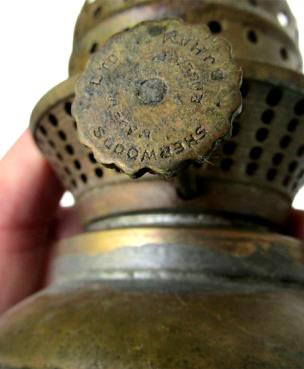 Antique Perkins Brass Onion Lantern 20" Ruby Red Glass Nautical Ship Oil Lamp
