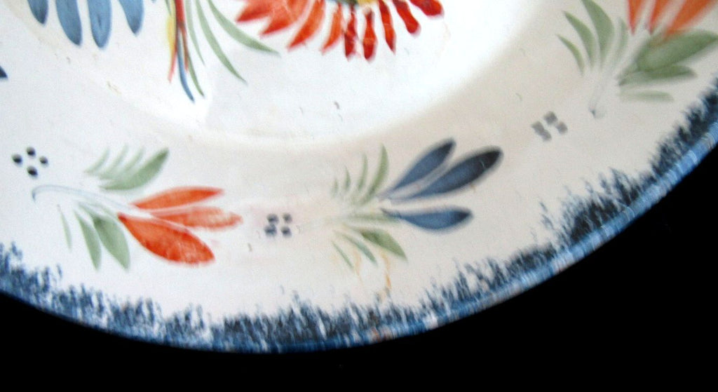 Henriot Quimper France 114 Hand Painted Bird Faience Plate Vintage