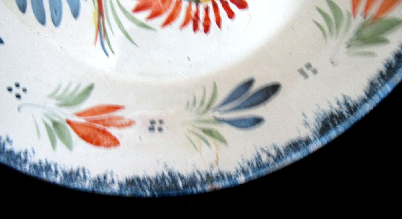 Henriot Quimper France 114 Hand Painted Bird Faience Plate Vintage