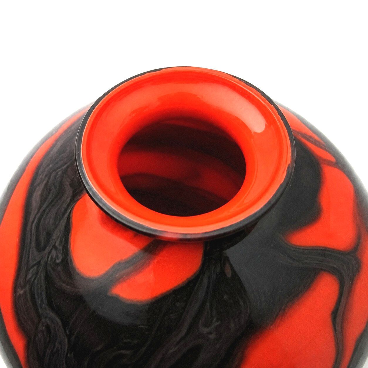 Rare Kralik Art Glass Bohemian Czech Tango Red Black Hand Blown 1920s Antique