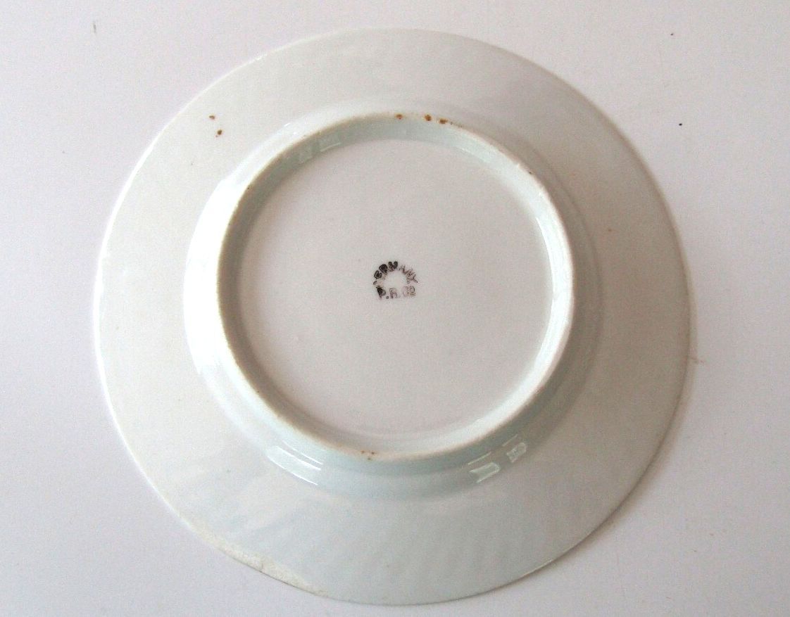 Antique P.R. Co. Germany 7.75" Swirl Rim Floral Plate