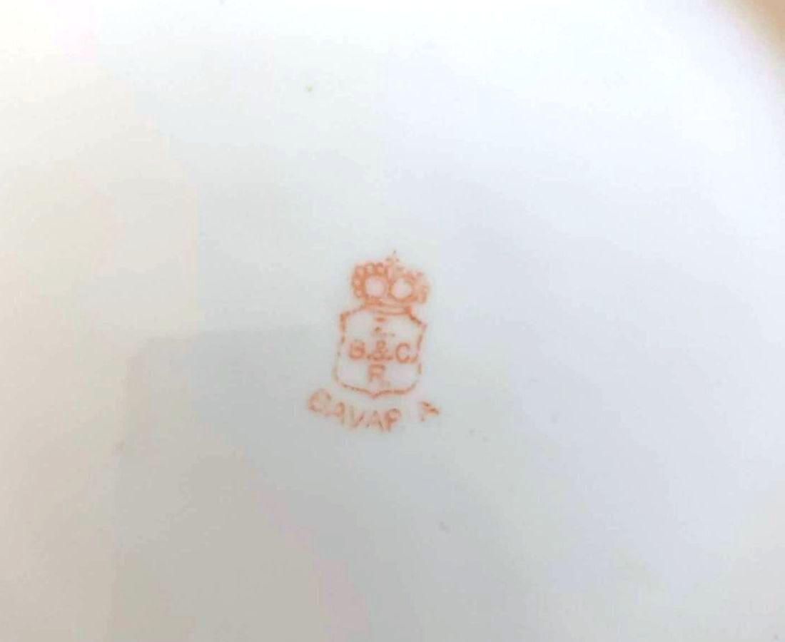 Antique Rosenthal Bavaria Handled Cake Plate Portrait Pink Roses Gilt Tray 10.5