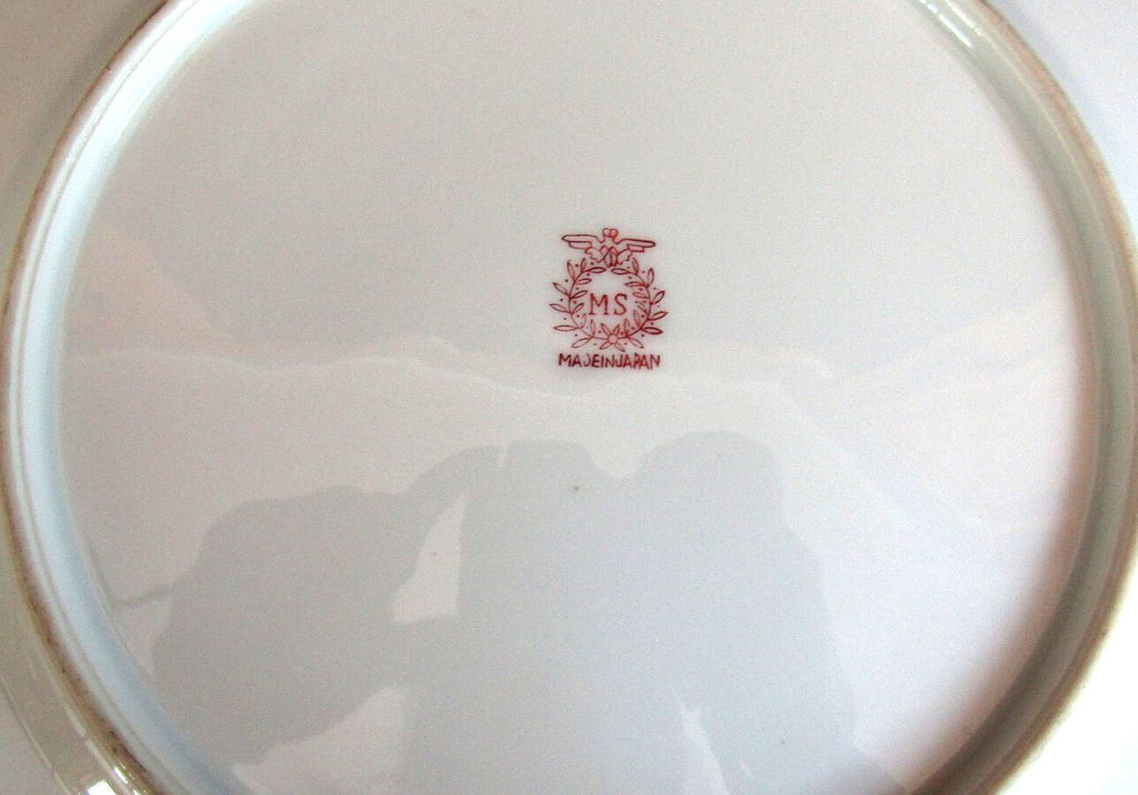 Rare Vintage MS Japan Porcelain Covered Cream Soup Bowl Dinner Plates 5pc Set