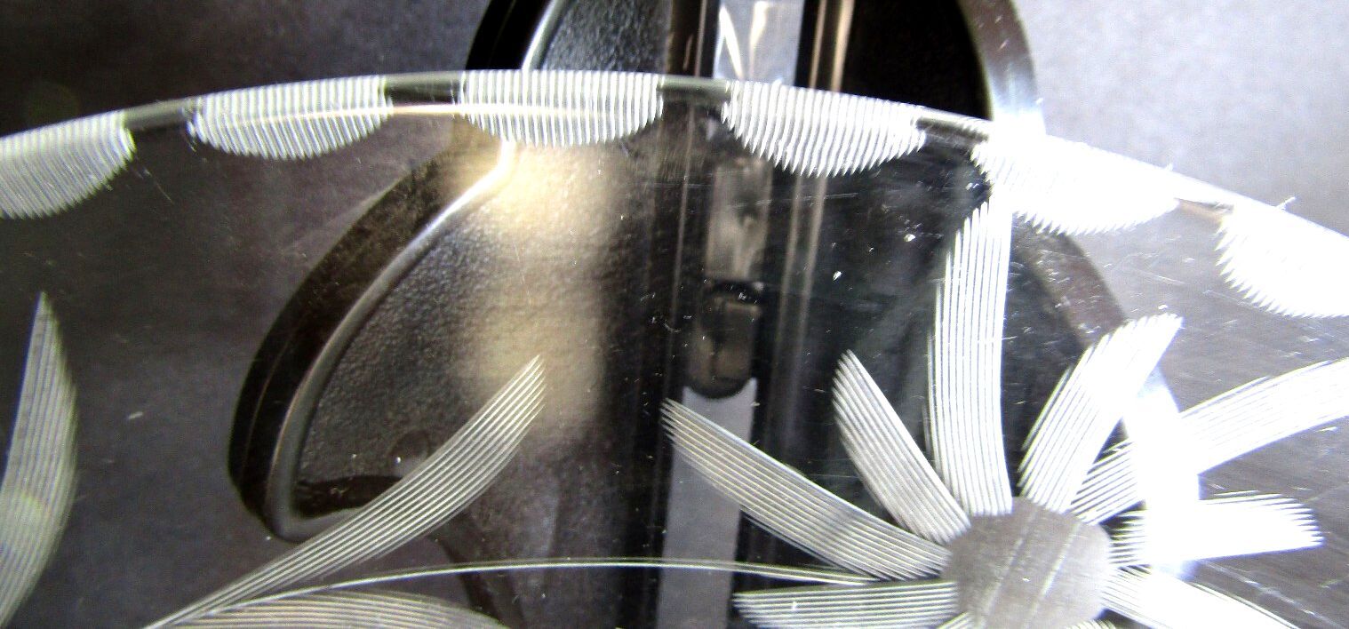 Vintage 10.5" Etched Glass Serving Plate Starburst Aster Flower Tidbit Tray