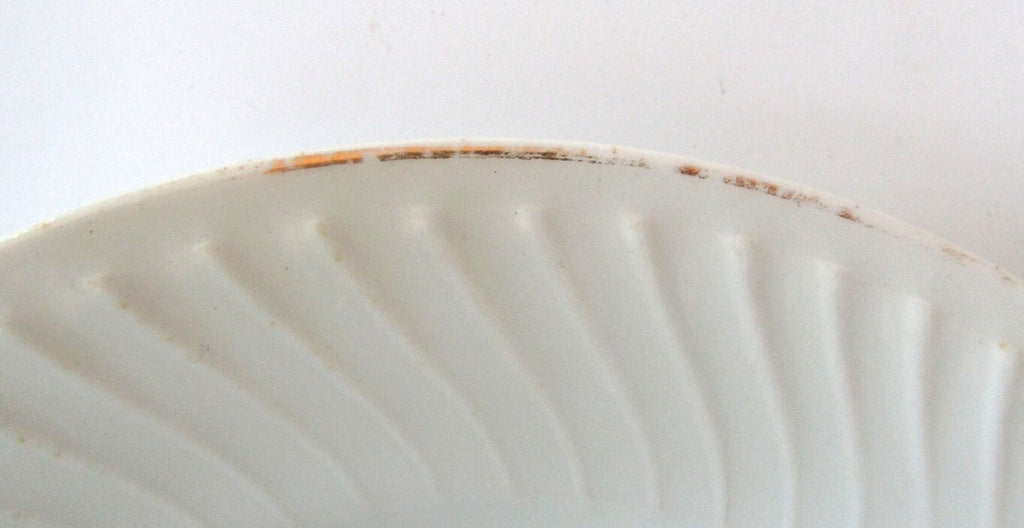 Antique P.R. Co. Germany Porcelain Plate, Fluted Swirl Rim Orange Blossom 1890s