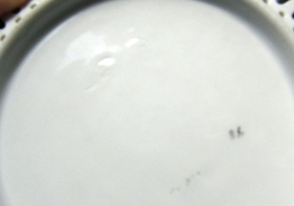 Antique Reticulated Porcelain Floral Plate 6.25" Pierced Lattice Rim Perfect