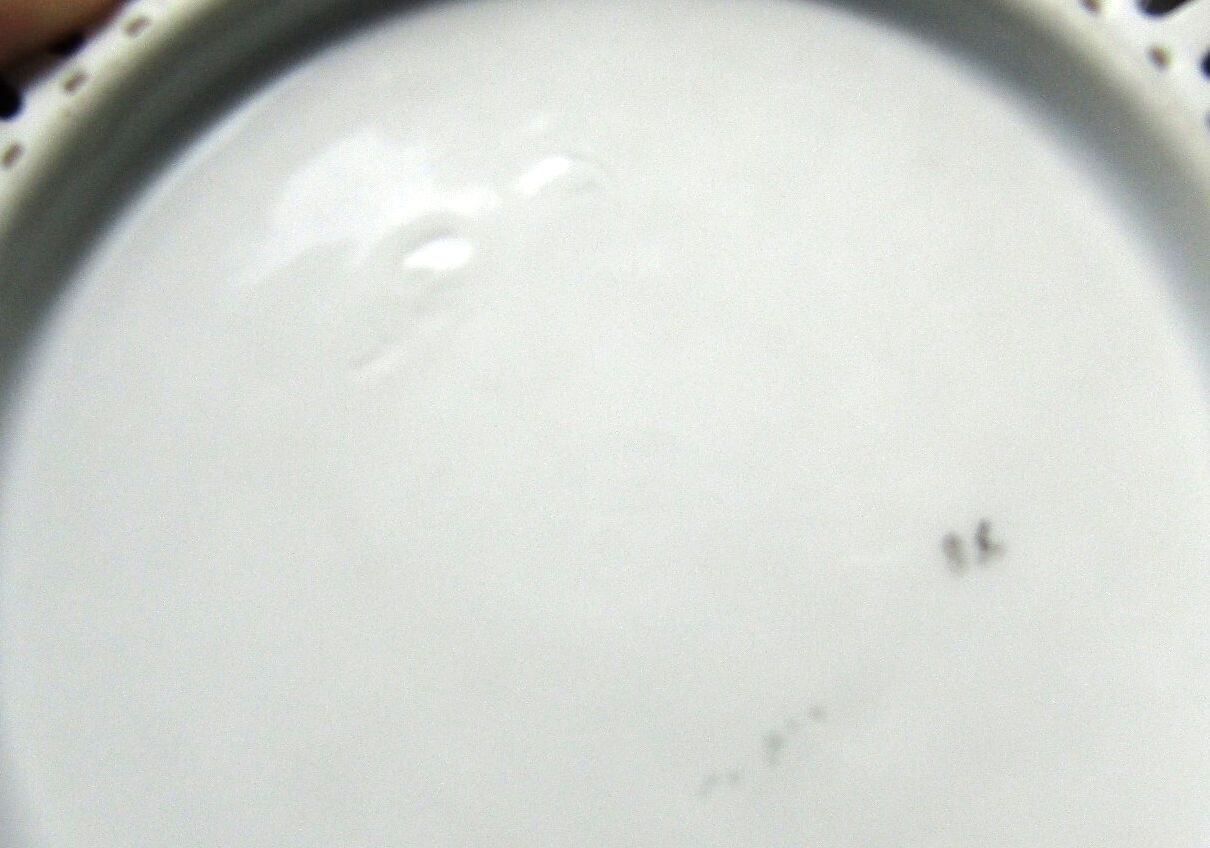 Antique Reticulated Porcelain Floral Plate 6.25" Pierced Lattice Rim Perfect