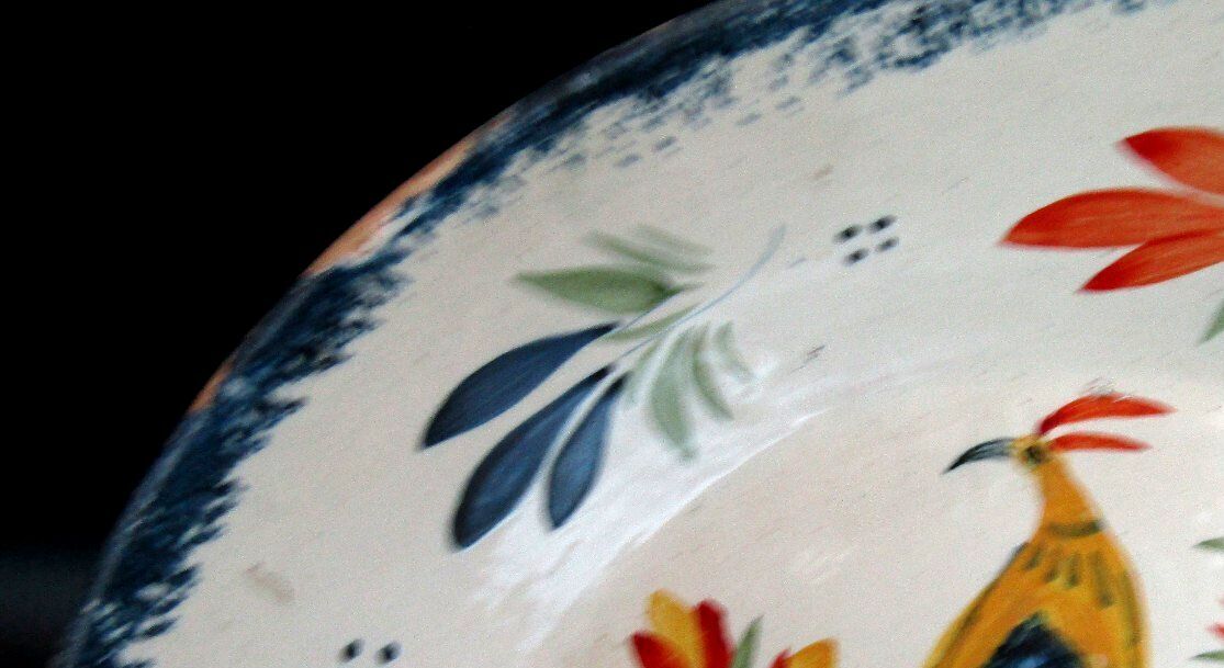 Henriot Quimper France 114 Hand Painted Bird Faience Plate Vintage