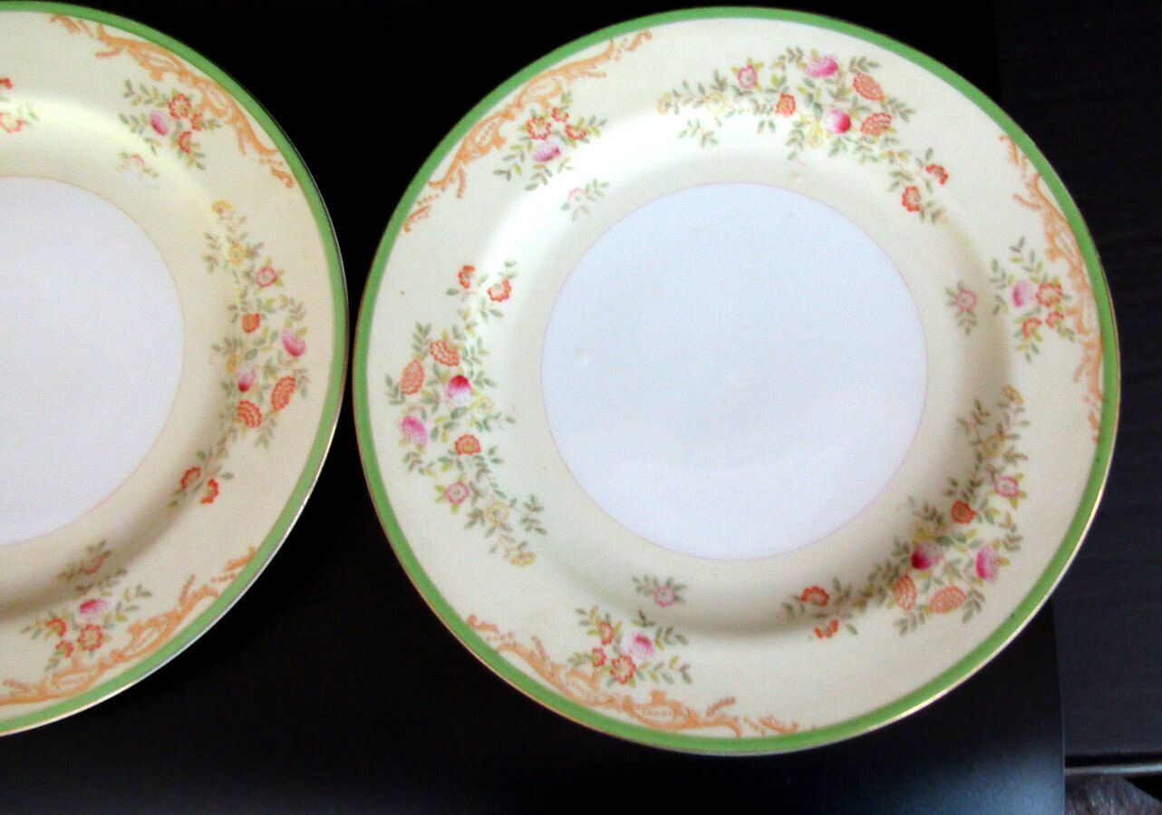 Rare Vintage MS Japan Porcelain Covered Cream Soup Bowl Dinner Plates 5pc Set