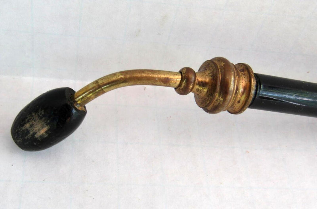 Antique Asian Long Metal Smoking Pipe Patina Decorative Brass Collectible
