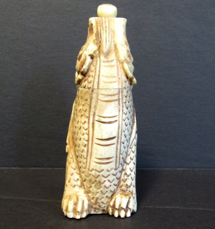 Vintage Carved Chinese Dragon Snuff Bottle Figural Fish Carp Longyu Asian Art