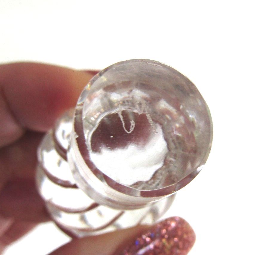 Baccarat Crystal Perfume Bottles Bambou Tors Rose Teinte & Clear Matched Pair