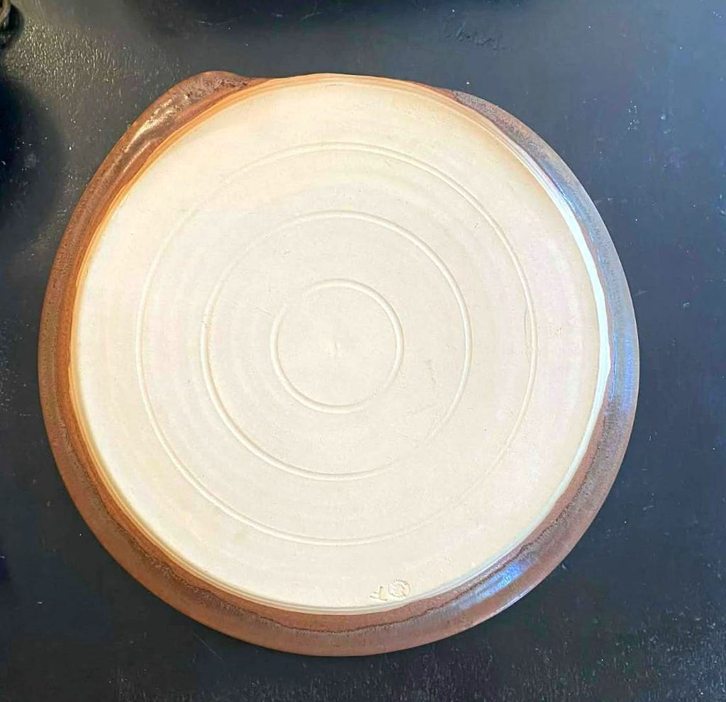 Tim Frederich Dublin Pottery 14" Large Stoneware Charger Platter Folded Rim Art