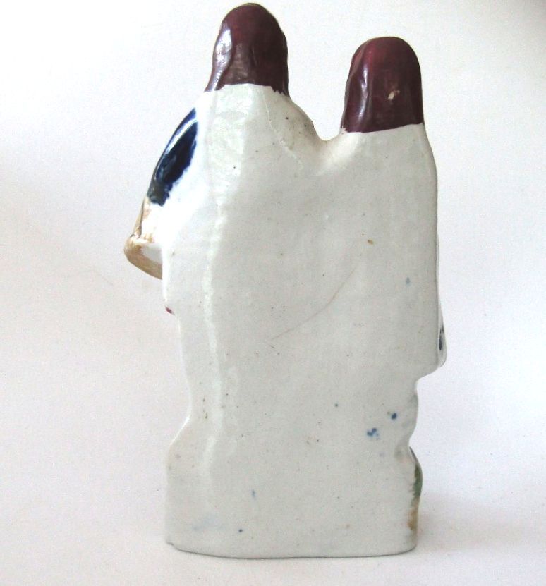 Antique Staffordshire Flatback Figurine Victorian Musicians Cobalt Blue c1850