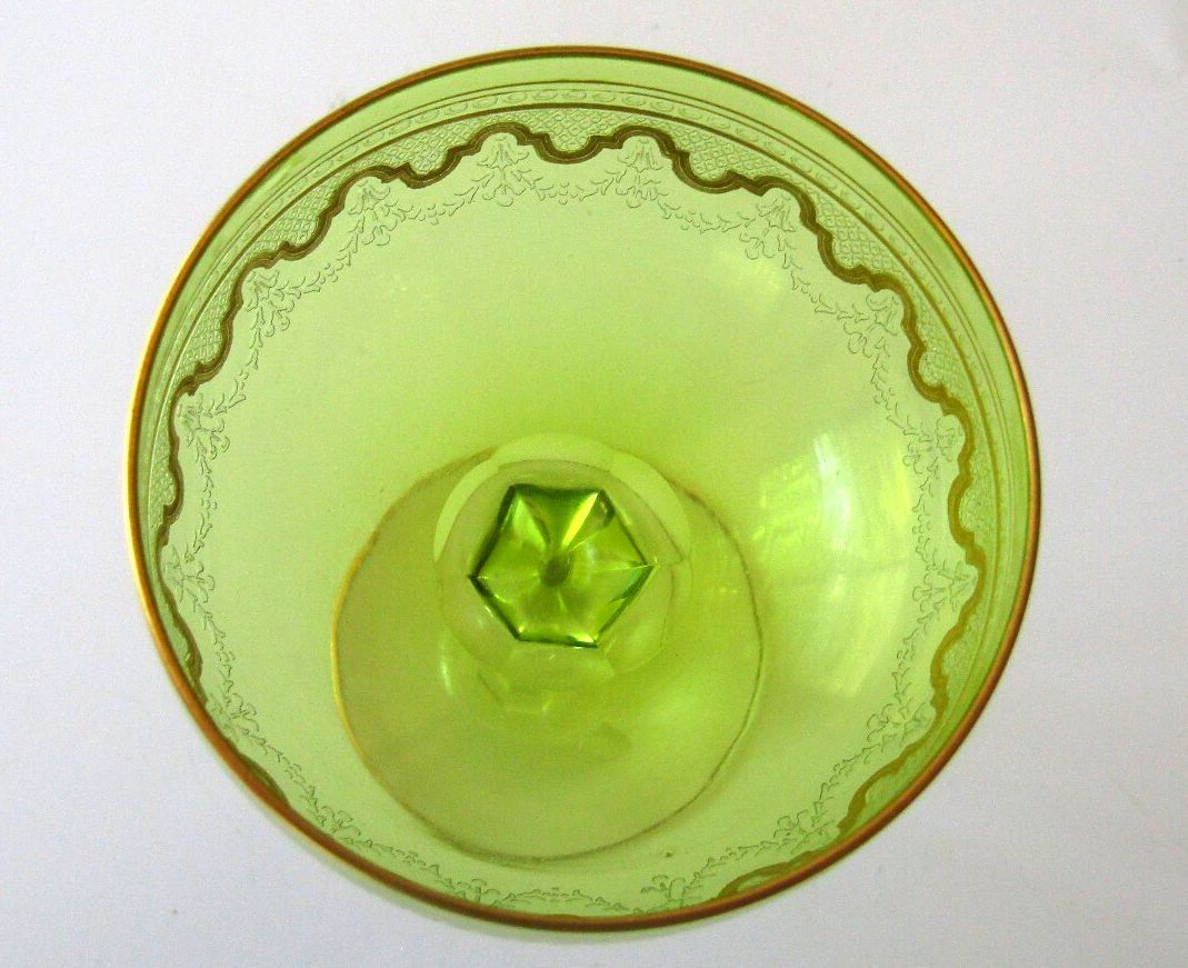 St. Louis Crystal Beethoven Chartreuse Green Cocktail Glass 4.25" Antique