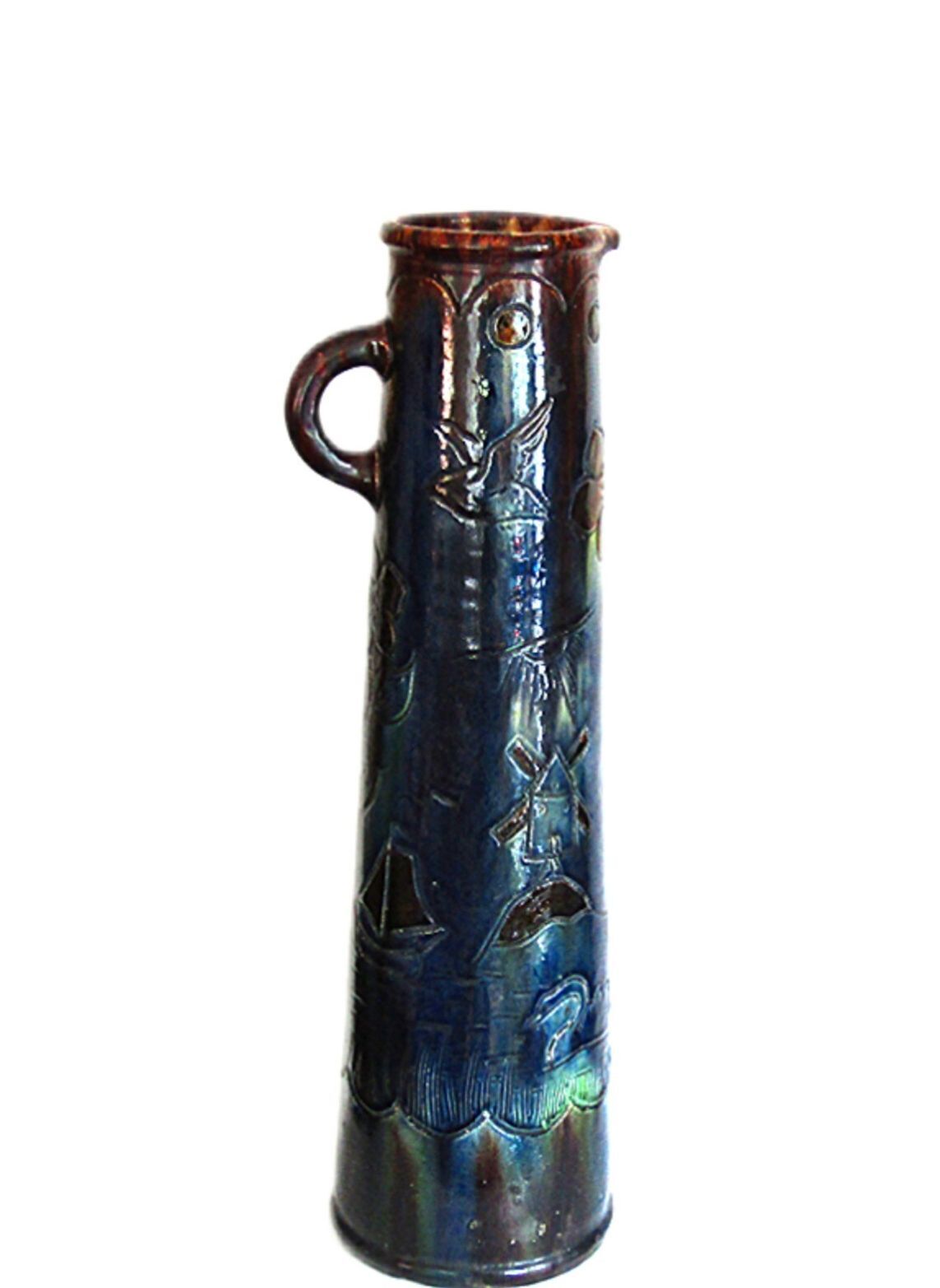 Antique C.H. Brannam Barum Pottery 20" Monumental Art Nouveau Ewer RARE