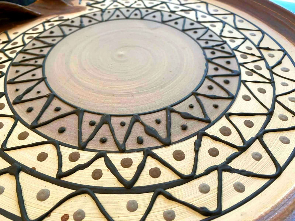 Tim Frederich Dublin Pottery 14" Large Stoneware Charger Platter Folded Rim Art