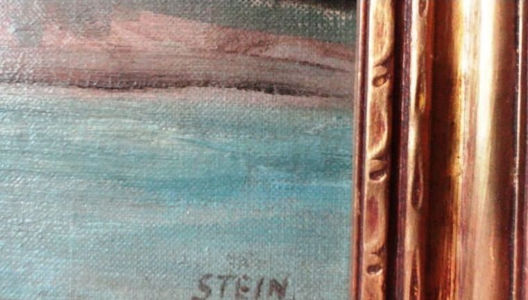 Vintage MCM Tribal Folk Art Oil Painting - Signed M.R. Stein NYC