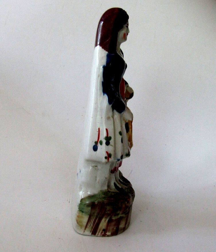 Antique Staffordshire Flatback Figurine Victorian Musicians Cobalt Blue c1850