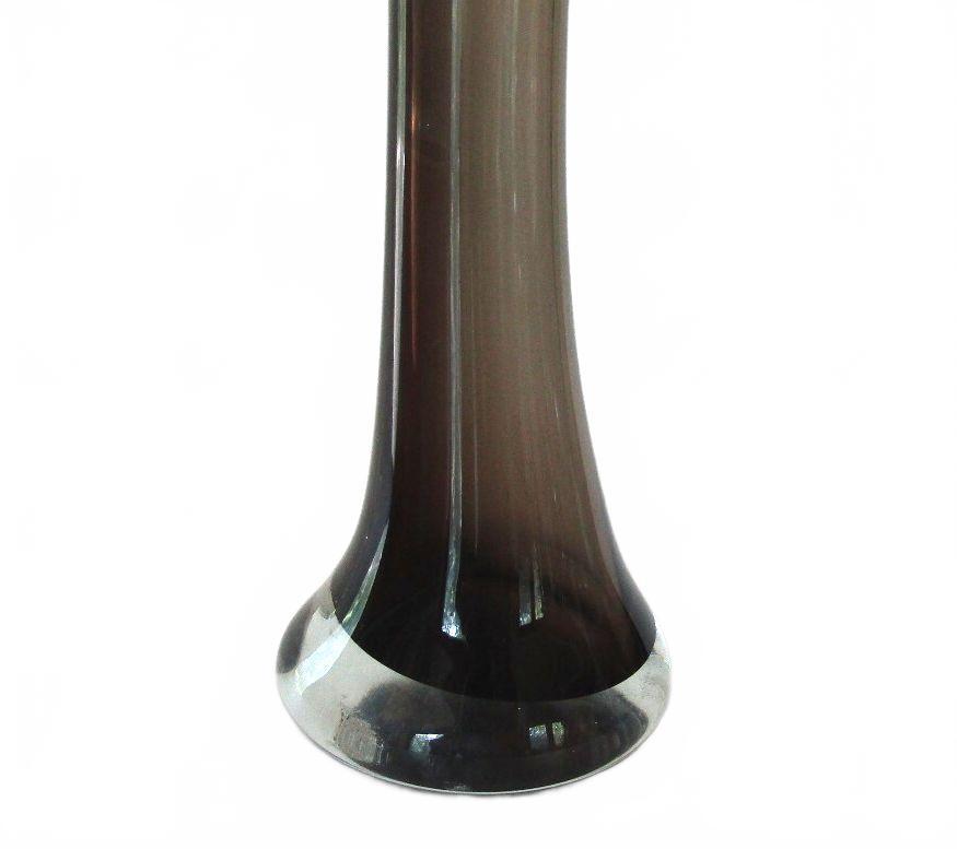 Vintage Aseda Sweden Smoke Grey Glass Flower Petal Tulip Vase 9.75"