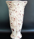 Vintage Hand Carved Wood Tree of Life Vase Distressed Gesso Folk Art