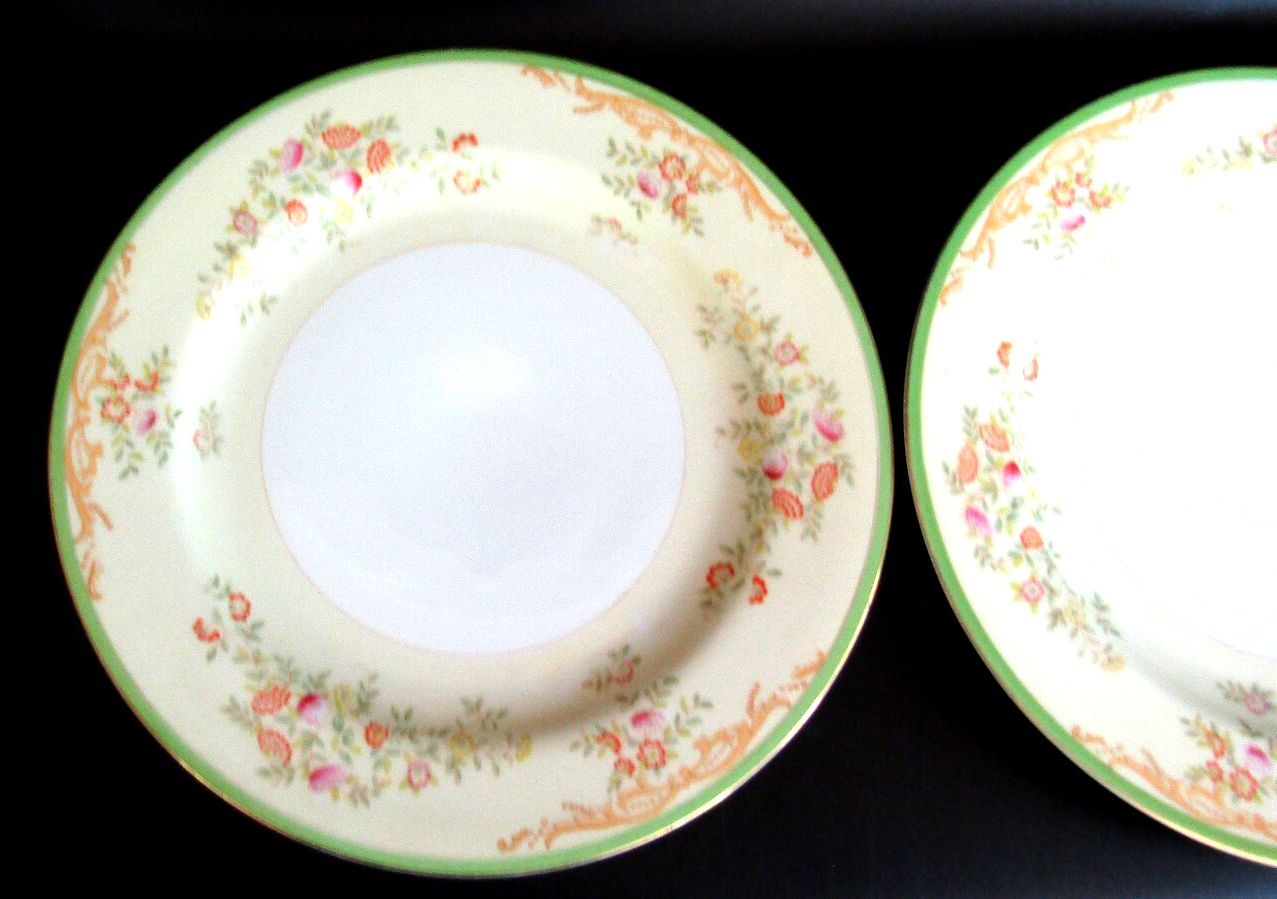 Rare Vintage MS Japan Porcelain Covered Cream Soup Bowl Dinner Plates 5pc Set