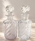 Baccarat Crystal Perfume Bottles Bambou Tors Rose Teinte & Clear Matched Pair