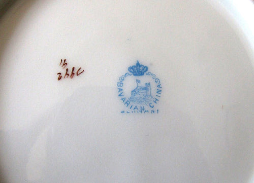 Antique Bavarian China Crown Over Castle Mark 6" Bread Plate Gold Rim Floral