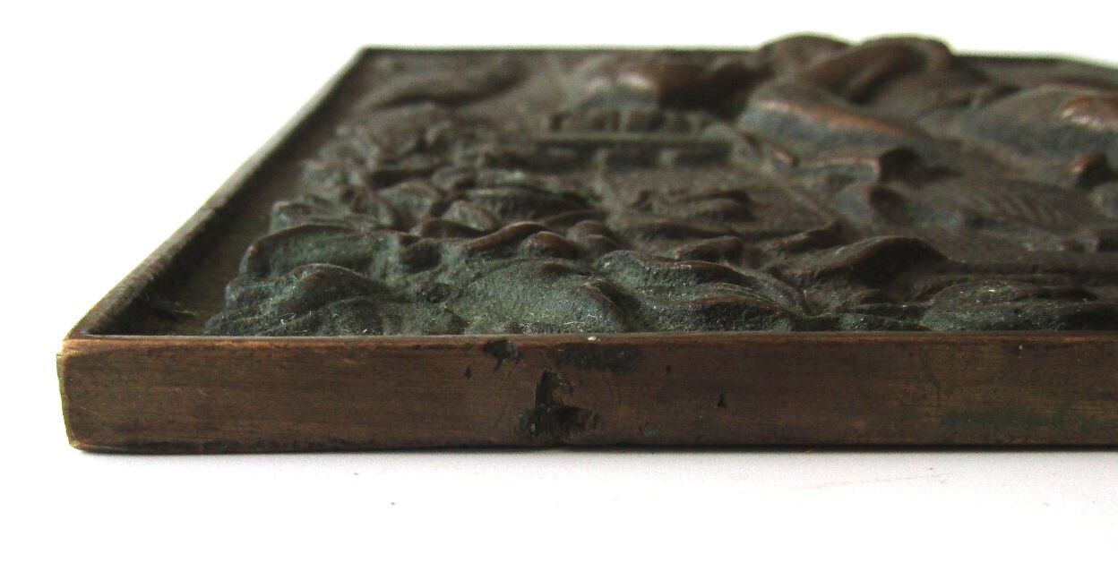 Antique Solid Bronze Romeo & Juliet Balcony Scene Relief Wall Plaque C1900 4lbs