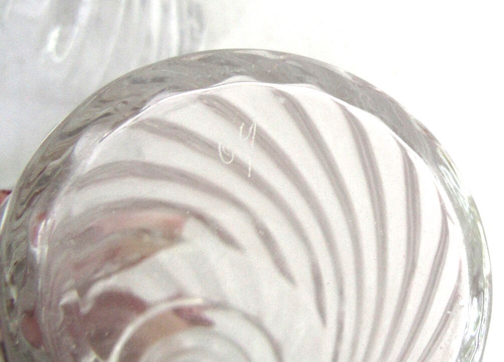 Baccarat Crystal Perfume Bottles Bambou Tors Rose Teinte & Clear Matched Pair