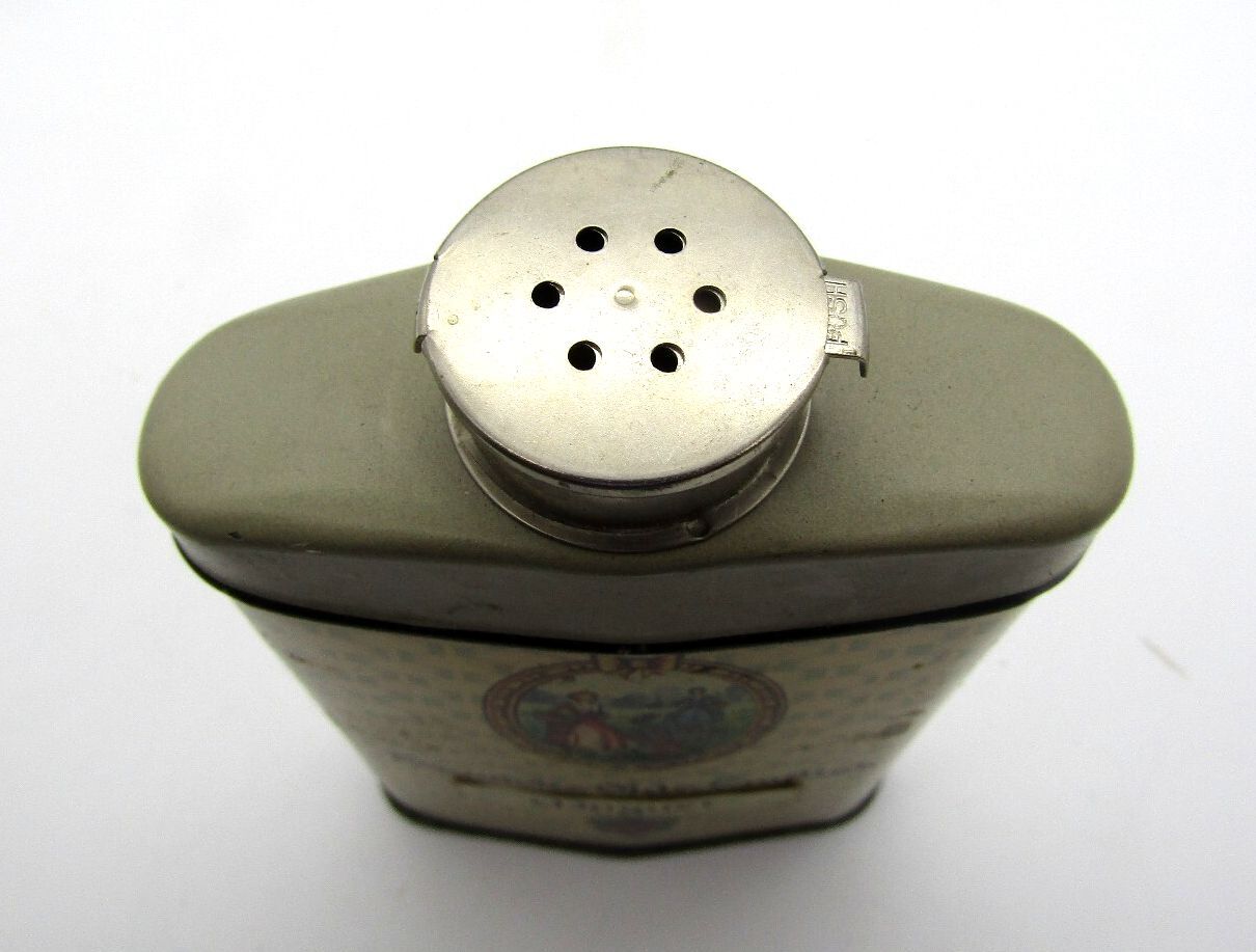 Vintage 1940s Fenwicke Old English Lavender Talc Tin Shaker Apothecary