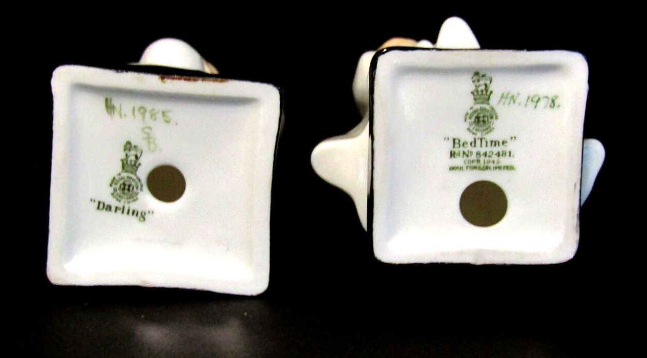 Vintage Royal Doulton Figurines Pair Darling & Bedtime Made in England 1940's