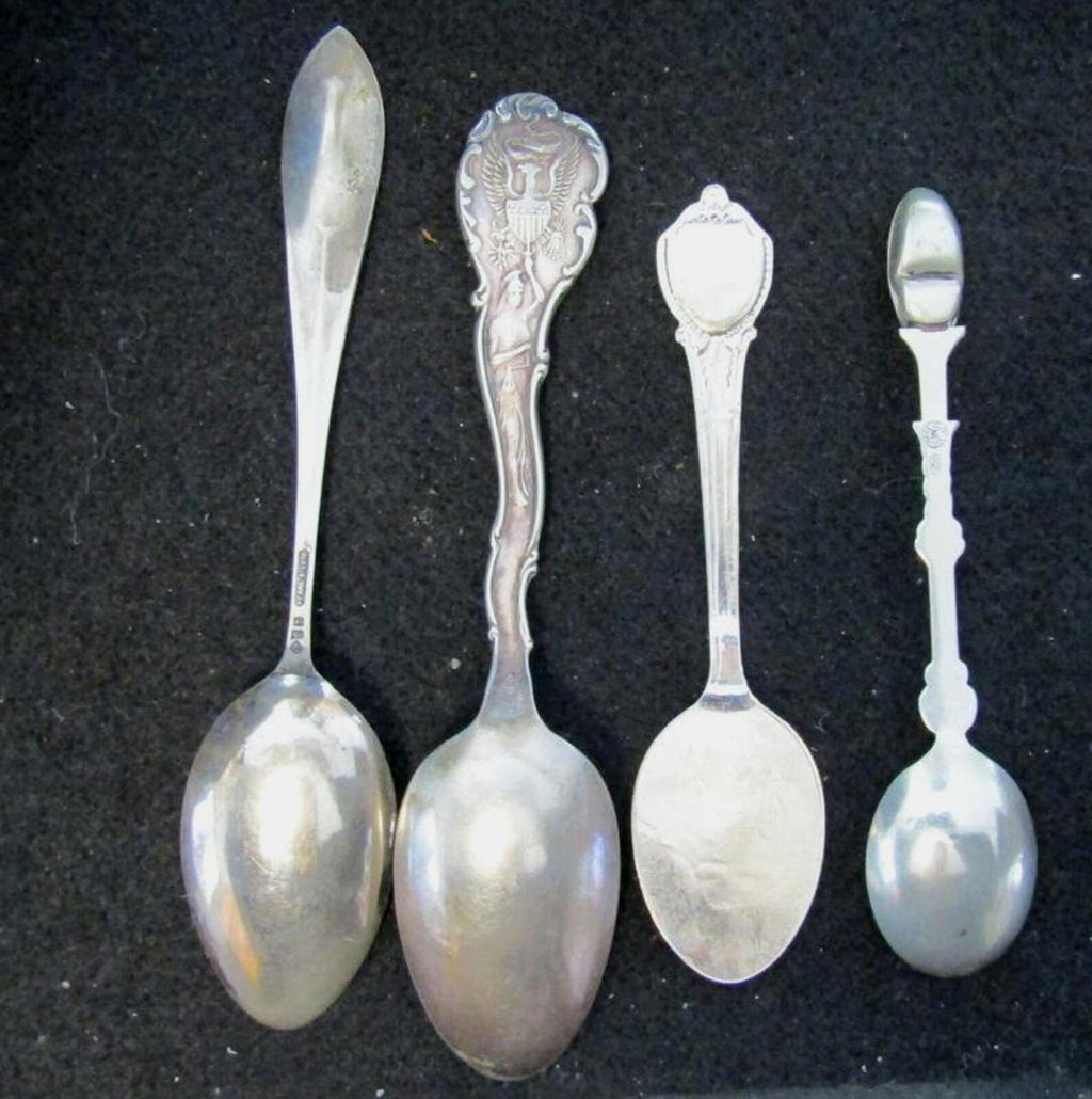 Vintage Antique Souvenir Spoon Lot 4pc Rhode Island Virginia Holland White Mts