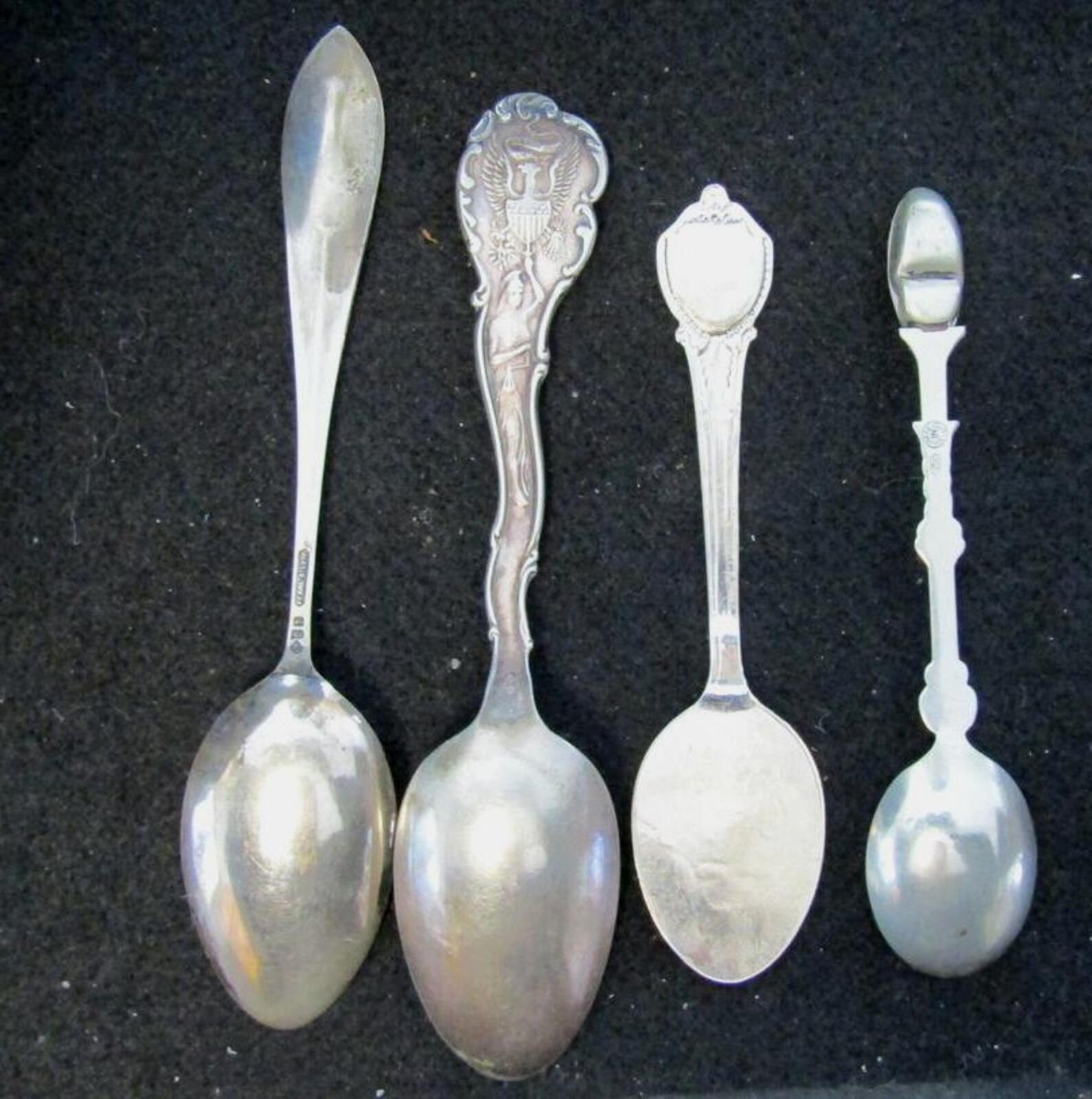 Vintage Antique Souvenir Spoon Lot 4pc Rhode Island Virginia Holland White Mts