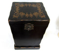Vintage Chinoiserie Wood Decanter Chest Velvet Lined Tabletop Barware Caddy