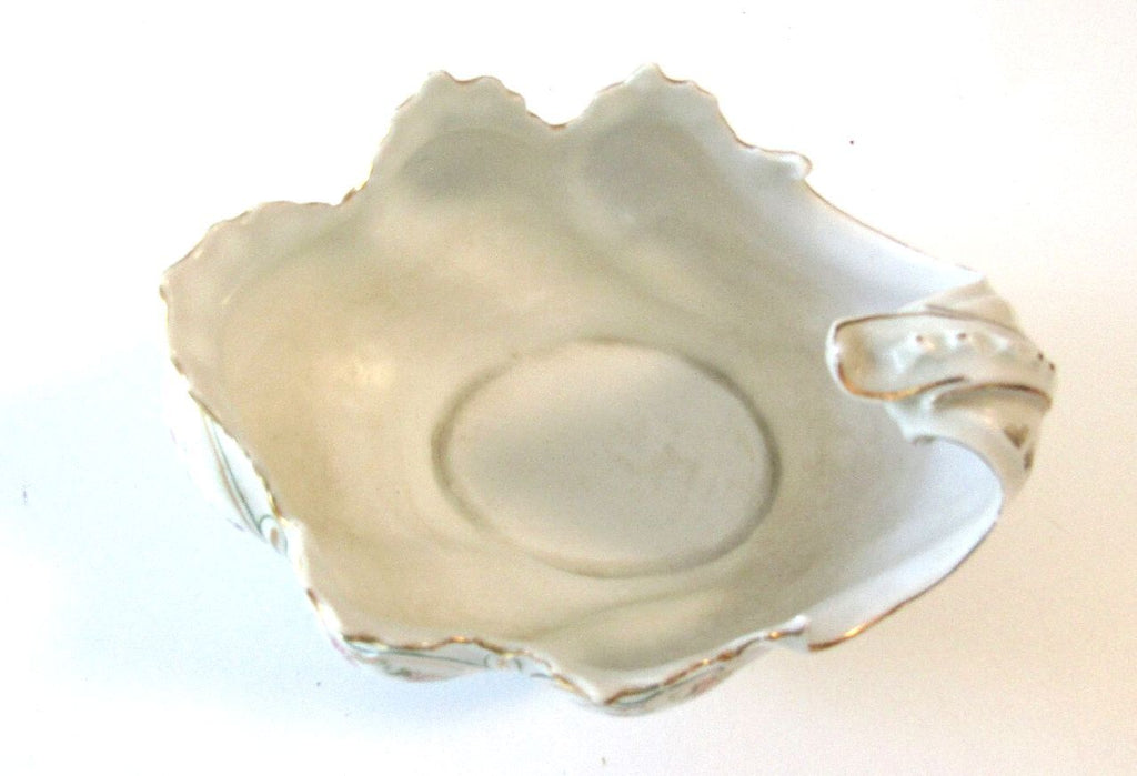 Antique M.Z. Austria Porcelain Clam Shell Rose Bonbon Sugar Bowl 1891-1917